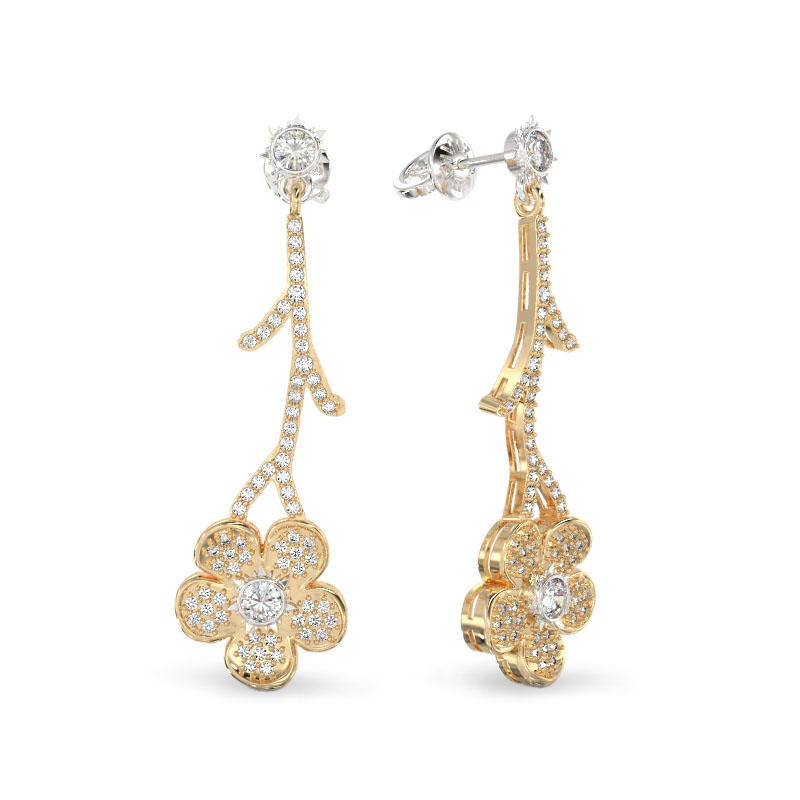 Forget me not Twig Earrings From Yellow Gold