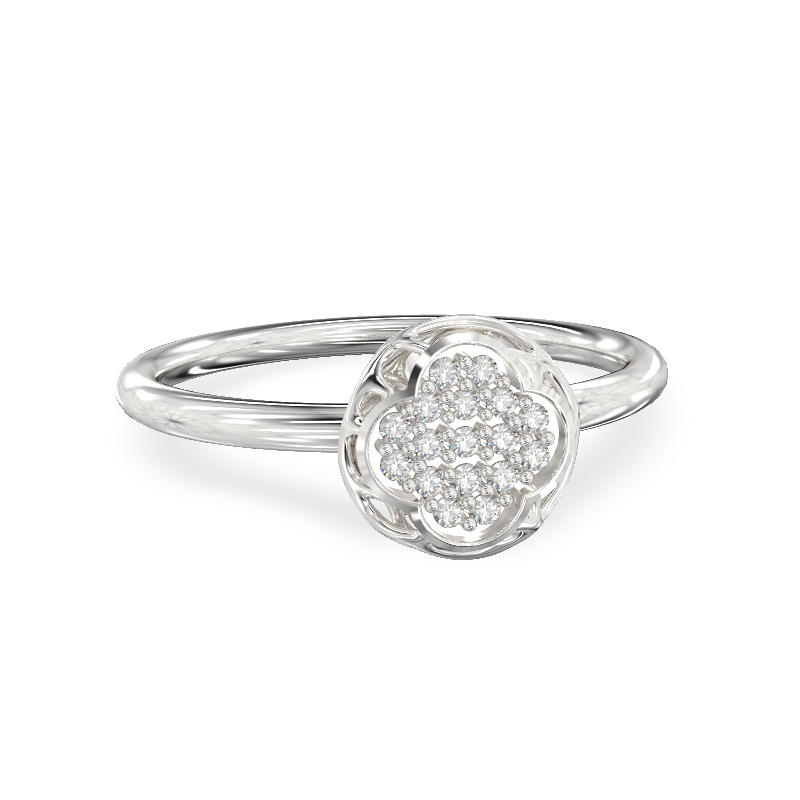 Four Leaf White Gold Ring2