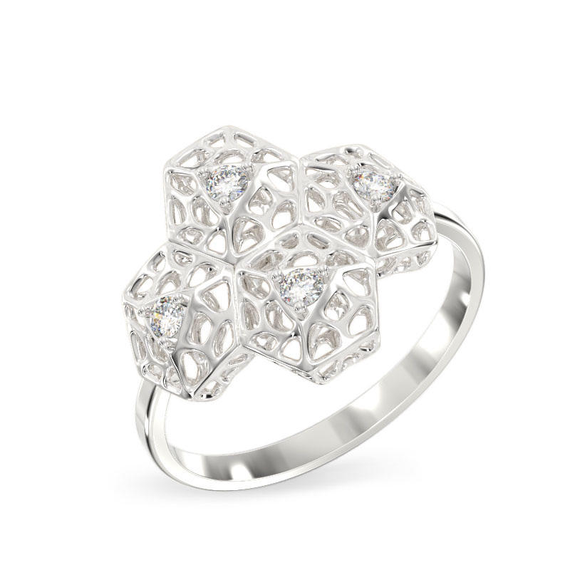 Honey Comb White Gold Ring1
