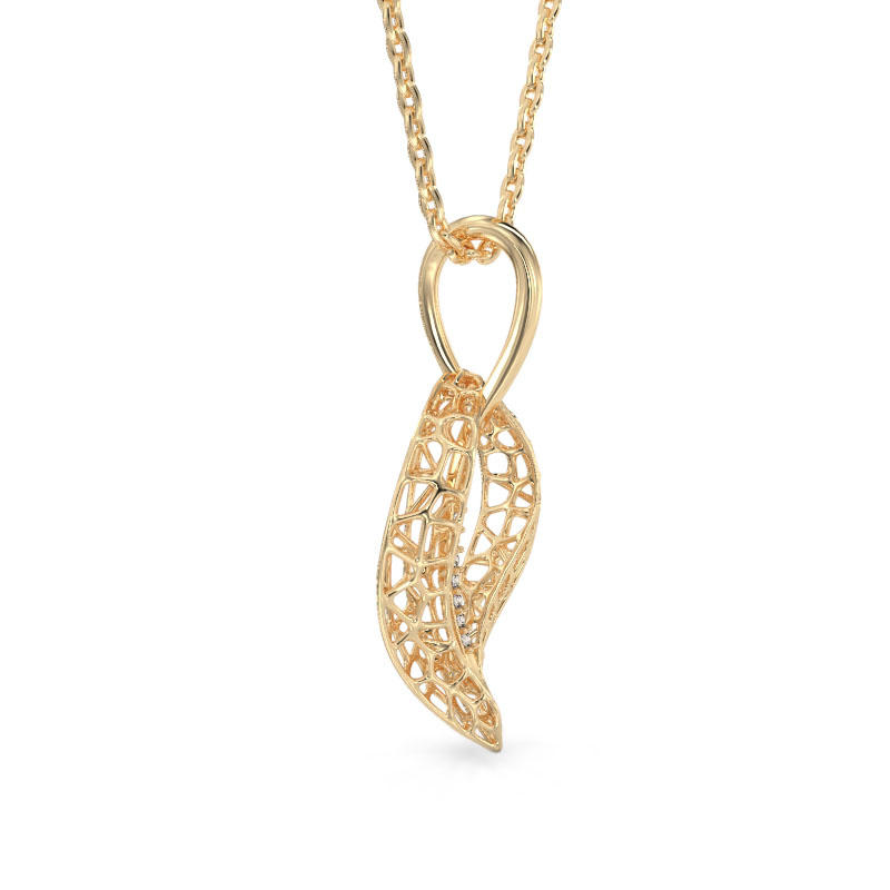 Jasmine Leaf Yelllow Gold Pendant 2