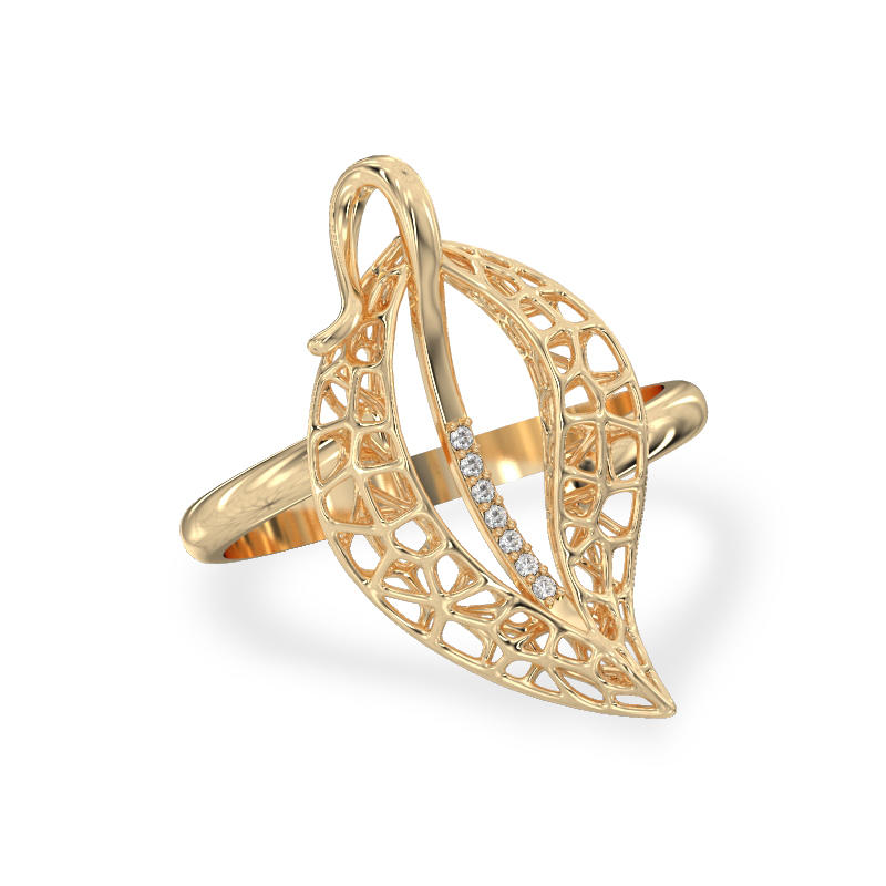 Jasmine Leaf Yellow Gold Ring2