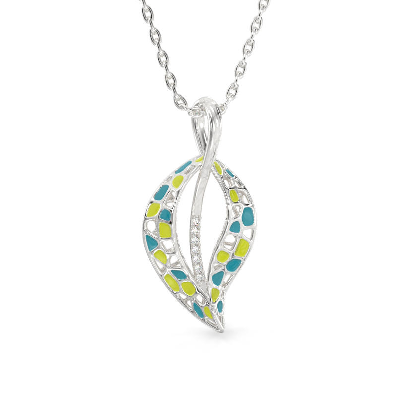Jasmine leaf silver pendant