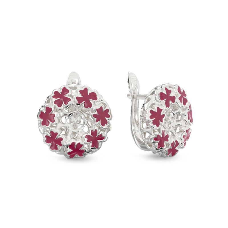Modern Red Flowers Earrings
