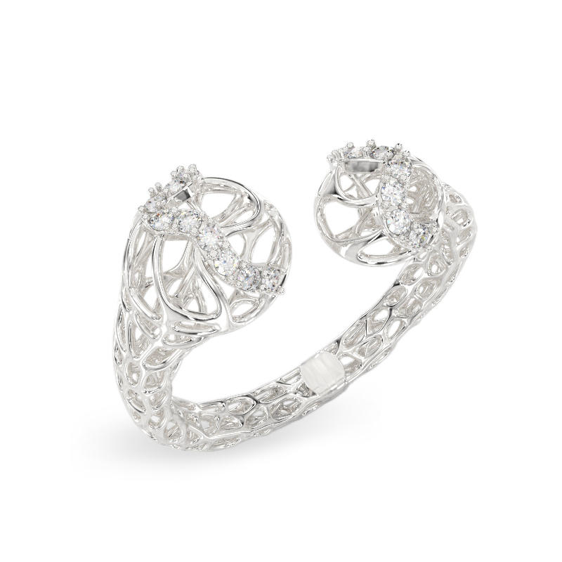 Mystic Coral Ring From White Gold