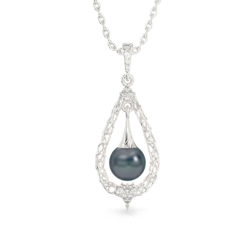 Pearl Drop White Gold Pendant