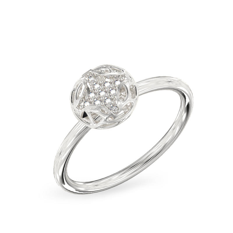 Rhombus Form White Gold Ring