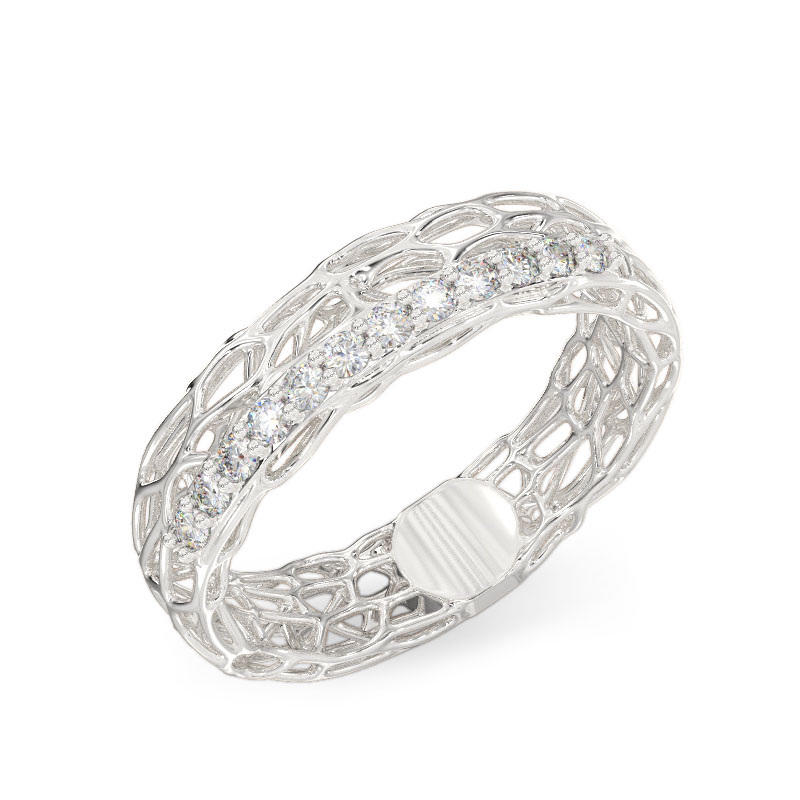 Rigorous Coral Ring From White Gold