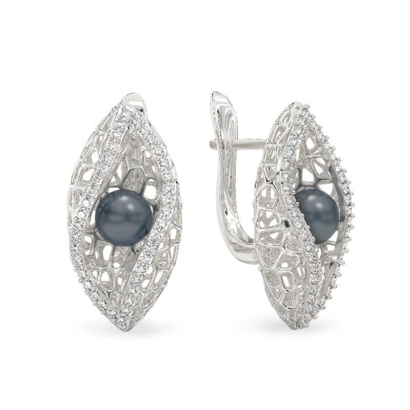 Seashell With Pearl White Gold Earrings