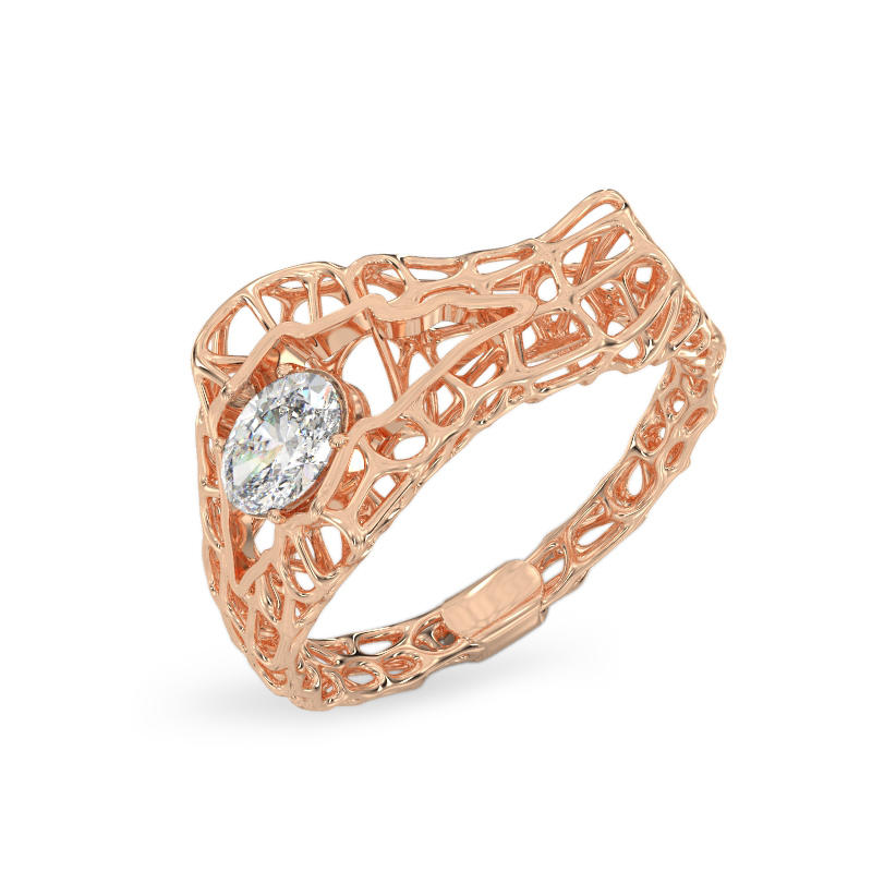 Seashell With Stone Rose Gold Ring 1