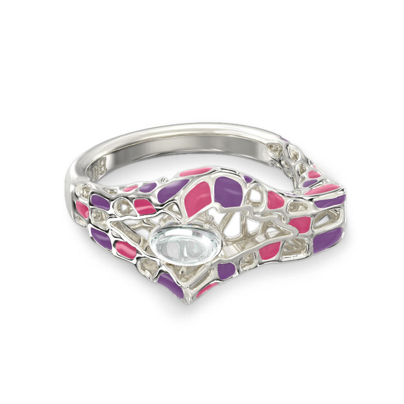 Seashell With Stone Silver Ring 2