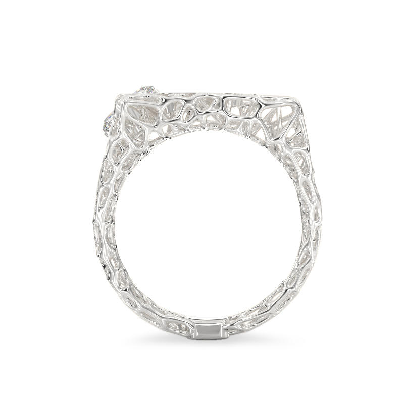 Seashell With Stone White Gold Ring 3