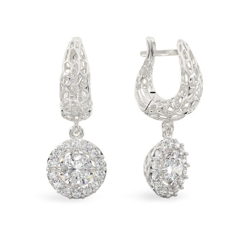 Shining Coral White Gold Earrings