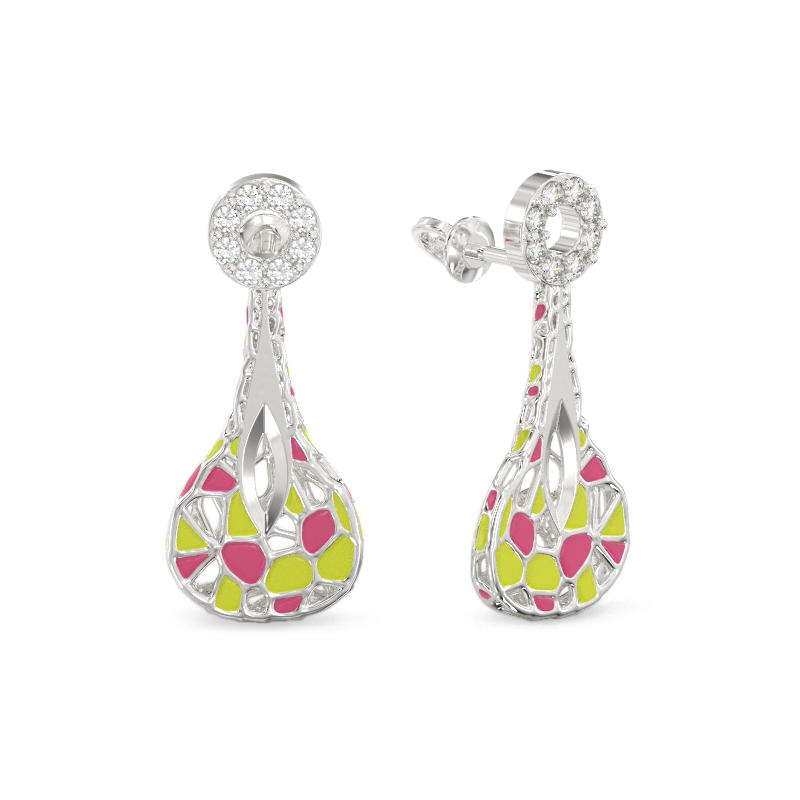 Silver Yellow Drop Earrings
