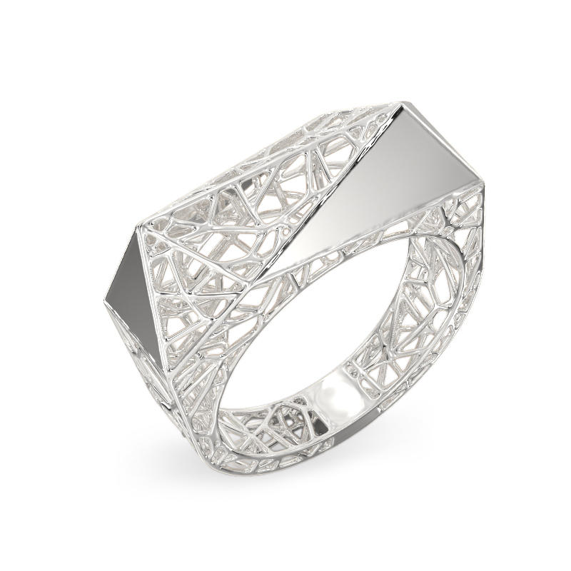 Stylish Spider Web White Gold Ring