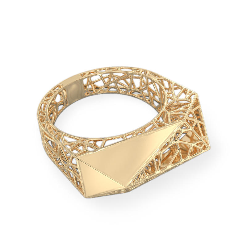 Stylish Spider Web Yellow Gold Ring2