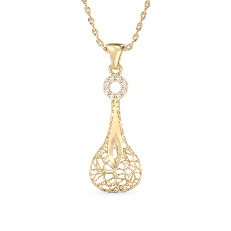 Transparent Drop Yellow Gold Pendant