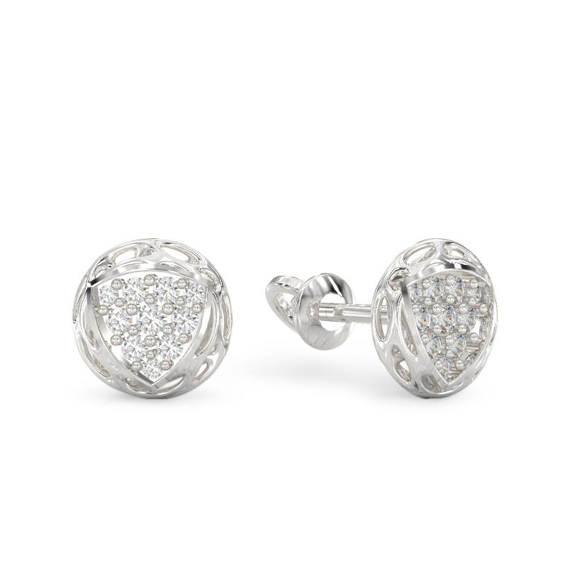 Trillion Form White Gold Earrings