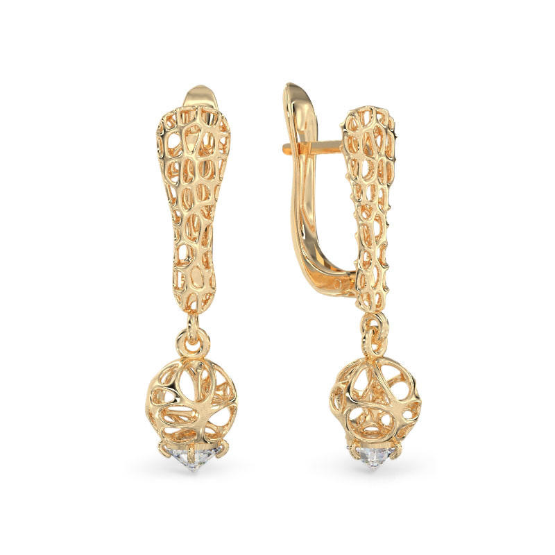 Two Balls Yellow Gold Earrings
