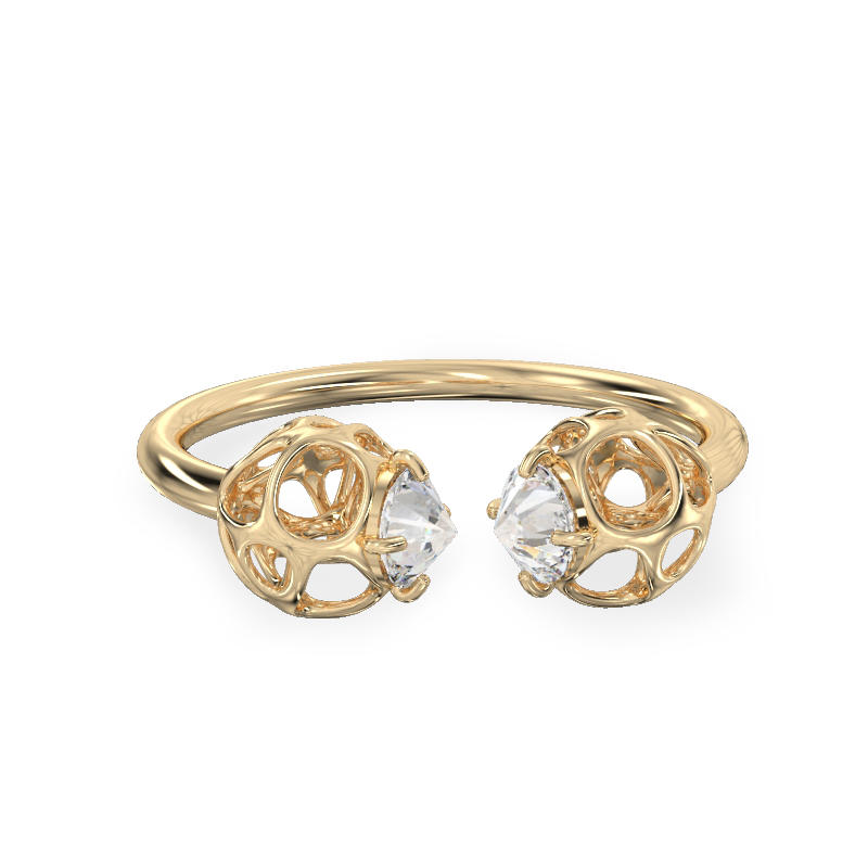 Two Balls Yellow Gold Ring2