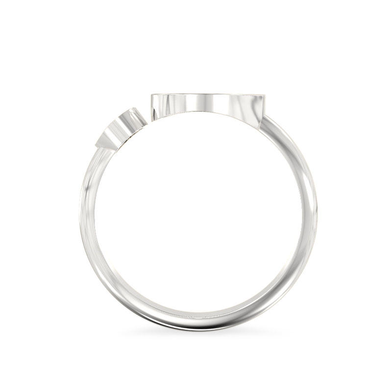 Two Hearts White Gold Solid Ring1