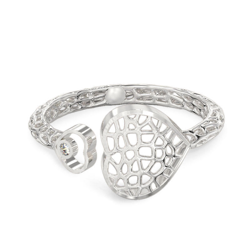 Two hearts white gold Ring2