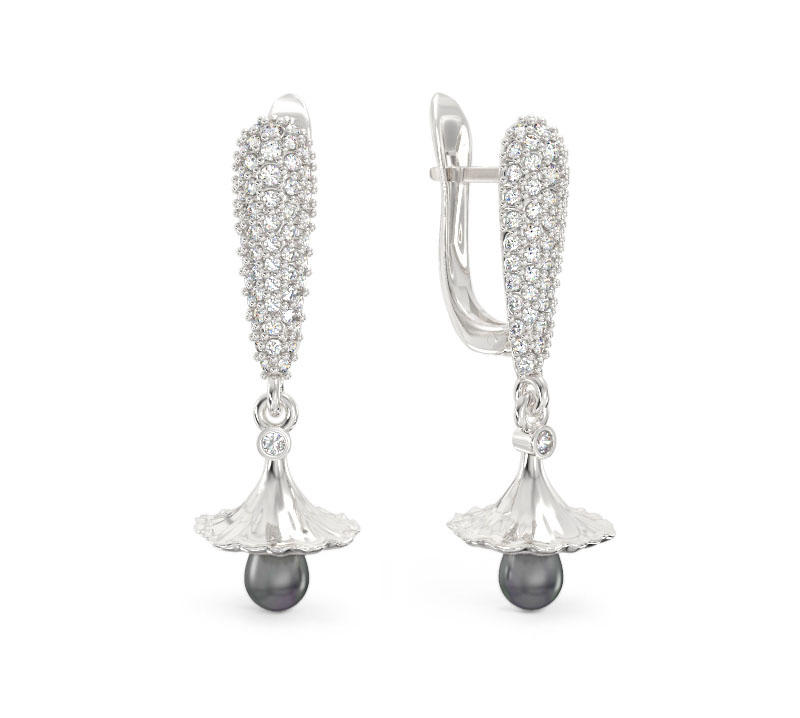 White Gold Elegant Bell Flower Earrings