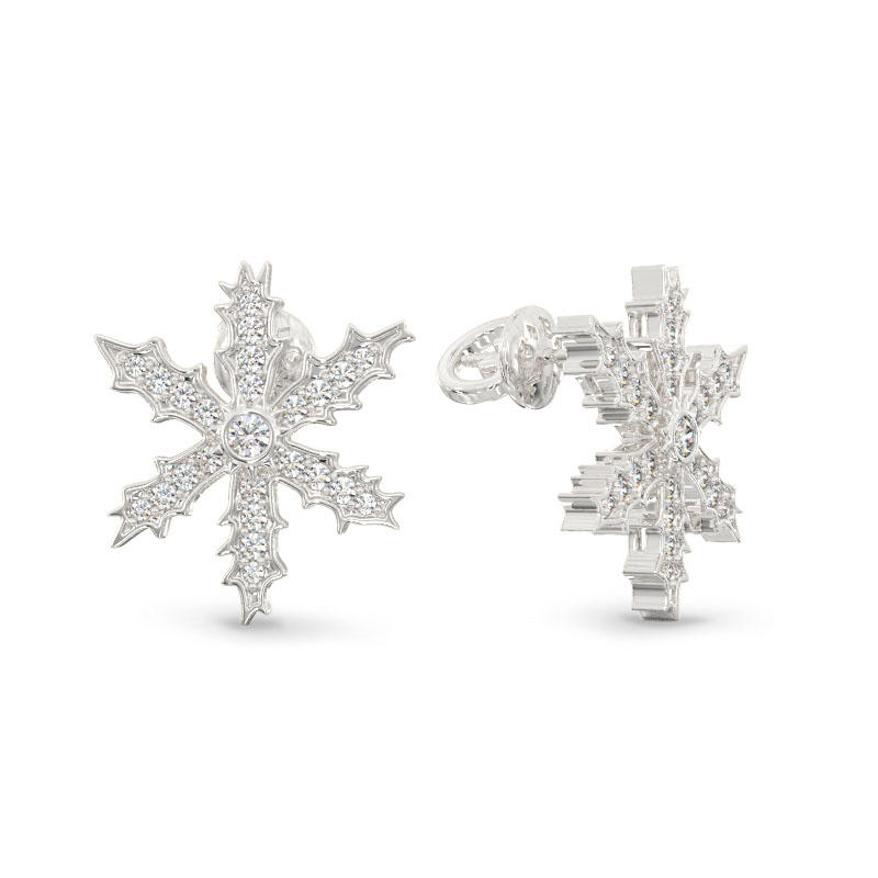 White Gold Snowflake Earrings