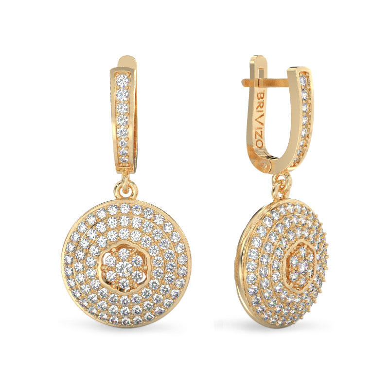 Yellow Gold Earrings With Shining Circles