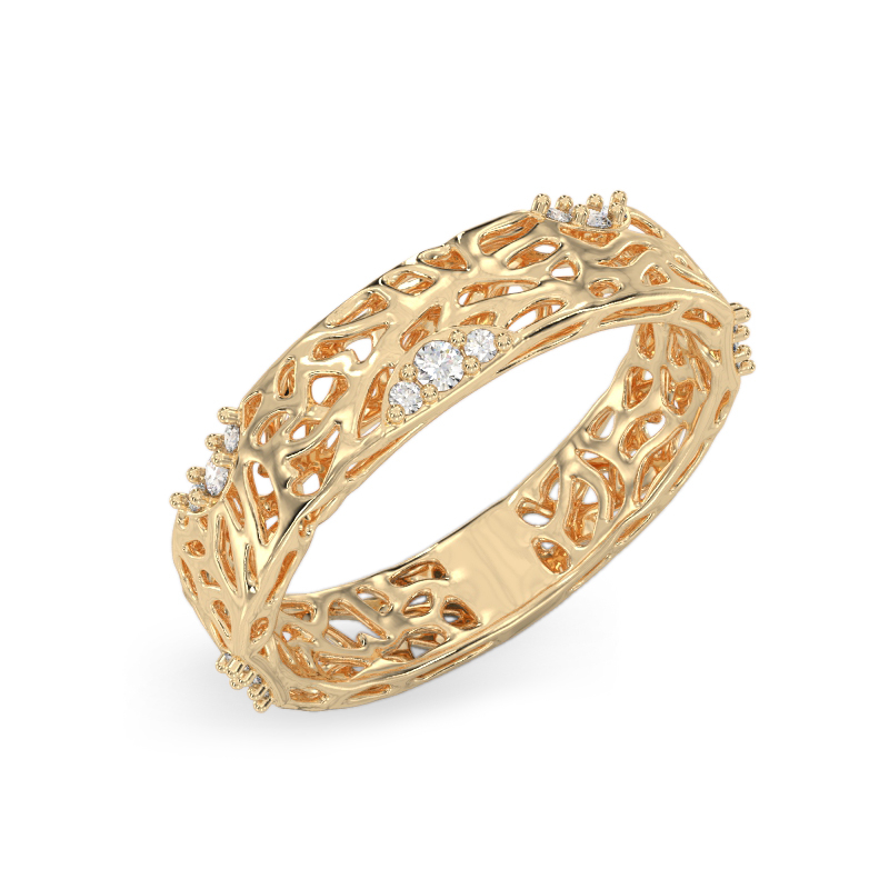 Anillo de Coral Encantador de oro amarillo