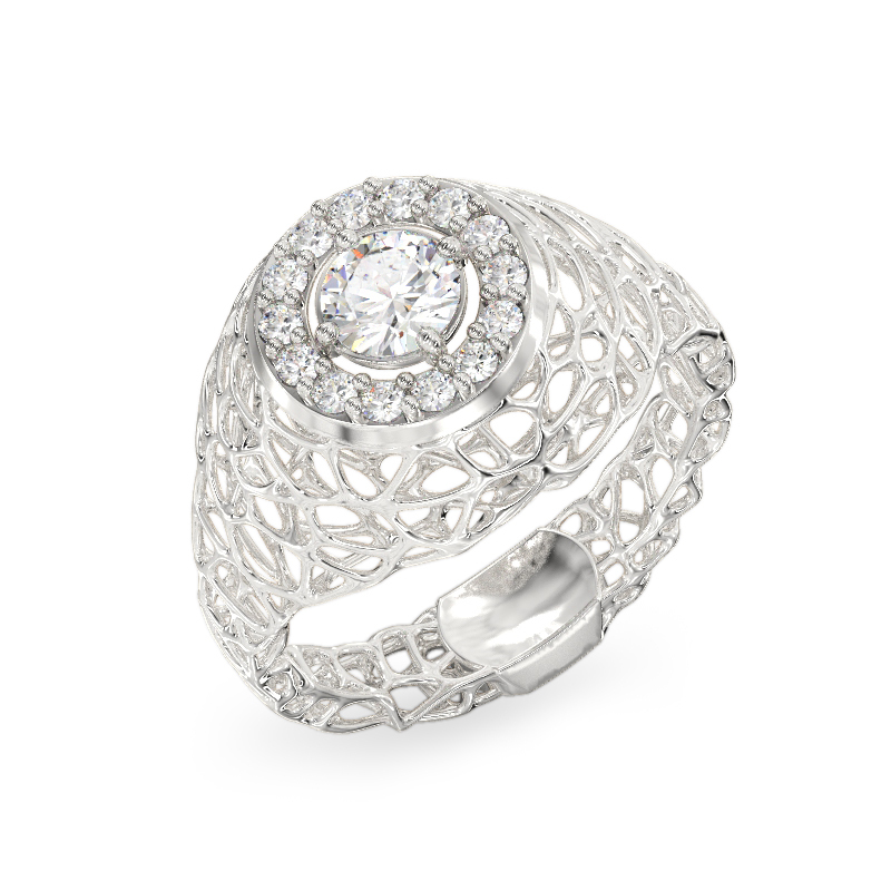 Anillo de Coral Chic de oro blanco