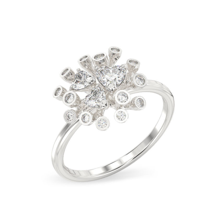 Anillo de Crisantemo de oro blanco