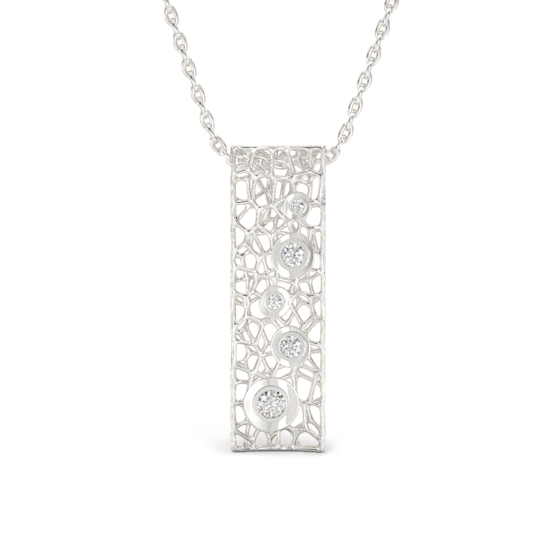 Collar de Burbujas de Coral con piedras de oro blanco