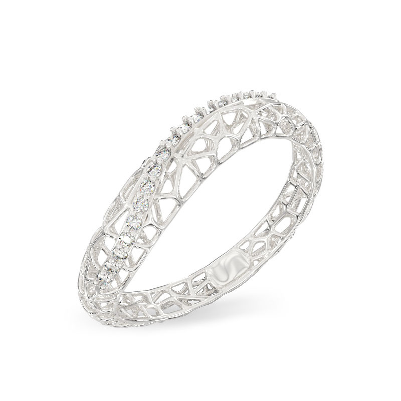 Anillo de Coral de Sueño de oro blanco