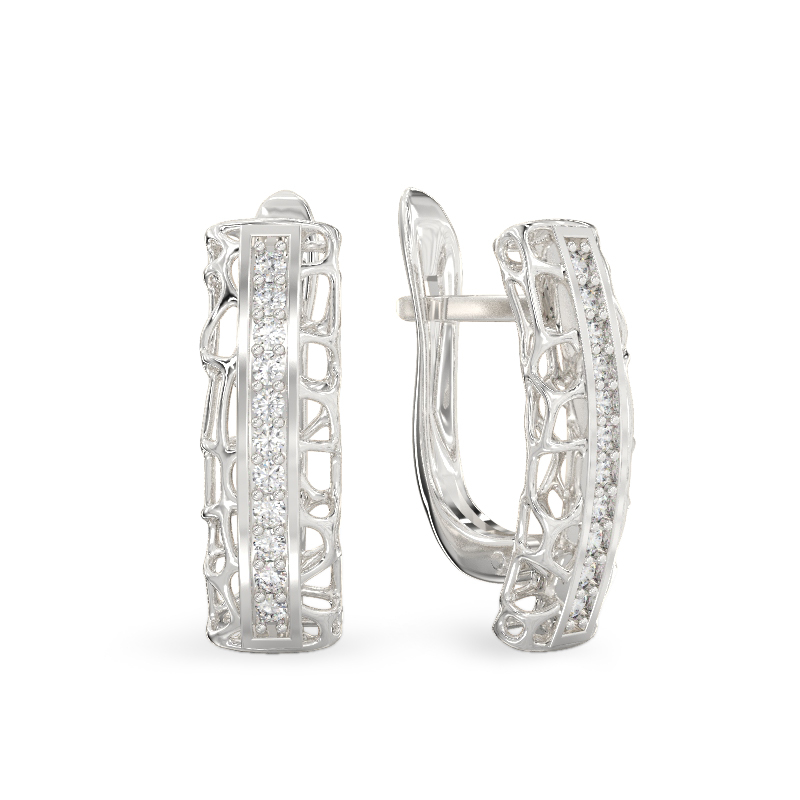 Pendientes de Línea de Coral de oro blanco