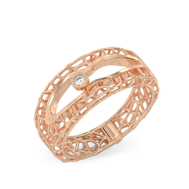Anillo de Coral con Escote de oro rosa