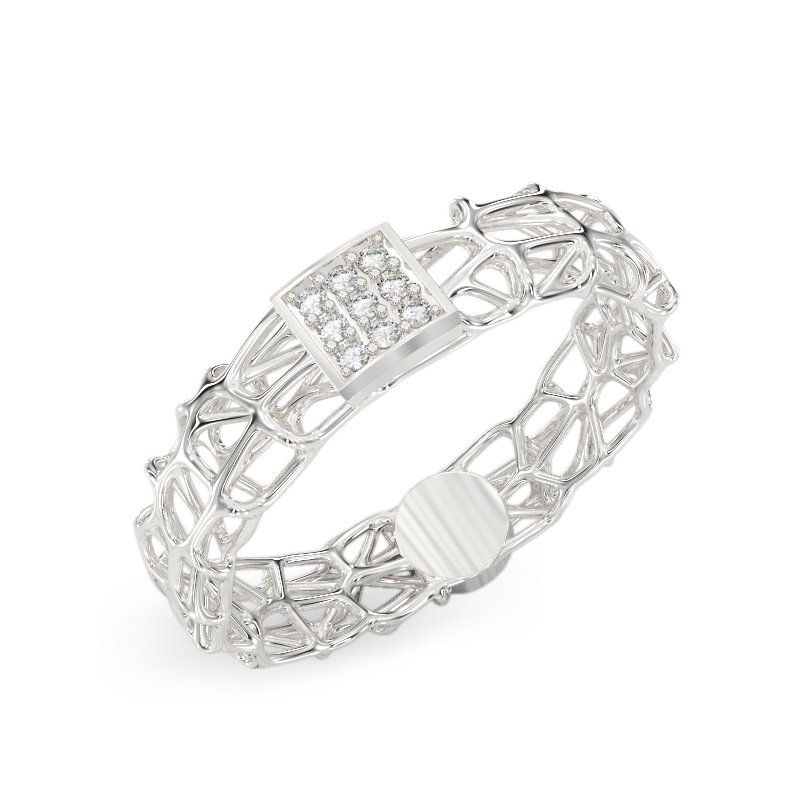 Anillo con Cuadrado de oro blanco