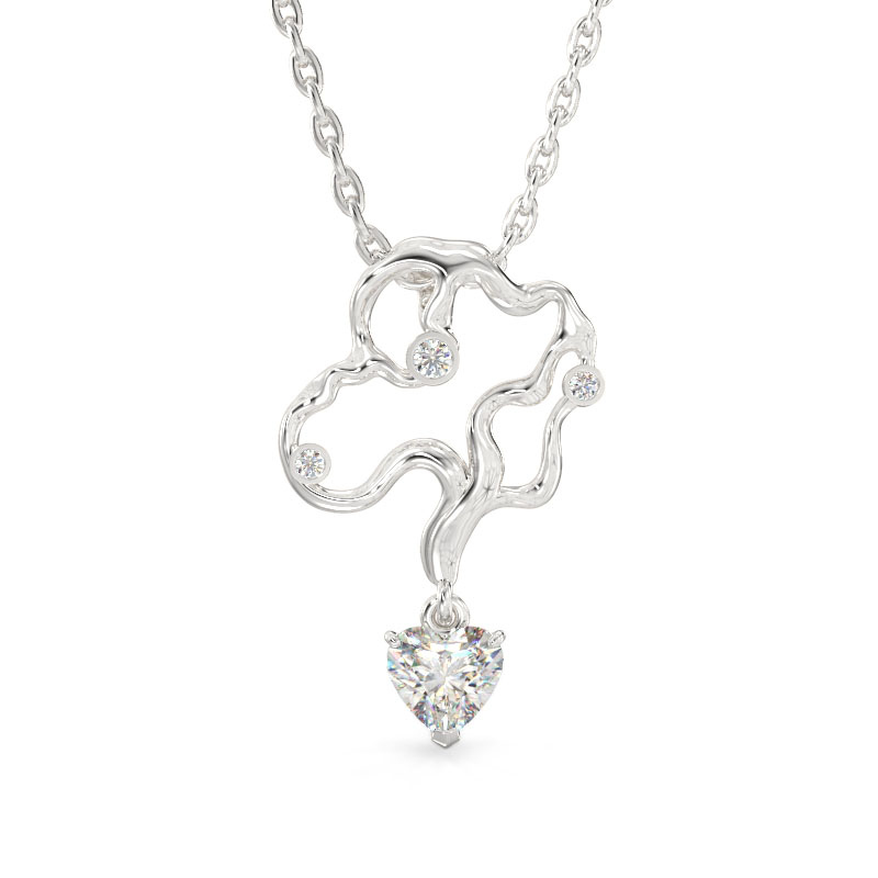 Collar de forma de Corylus de oro blanco