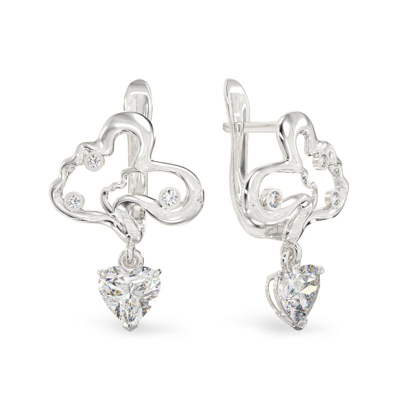 Pendientes de forma de Corylus de oro blanco