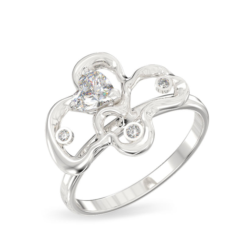 Anillo de forma de Corylus de oro blanco