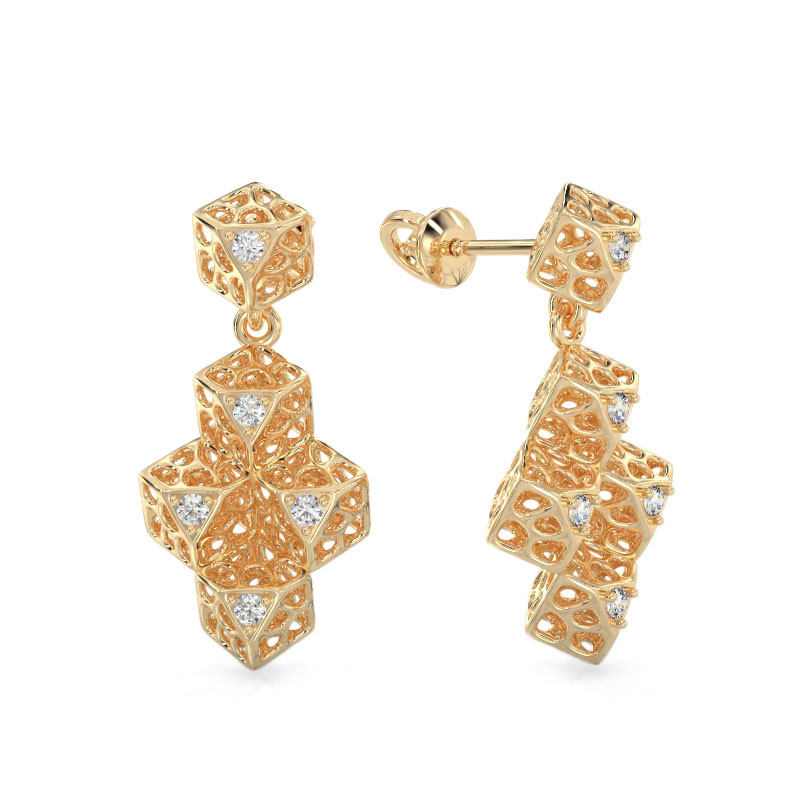 Pendientes de Cubo Elegante de oro amarillo