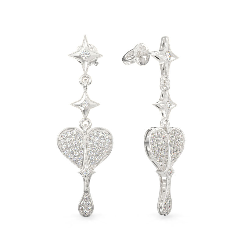 Pendientes de Corazoncito Elegante de oro blanco