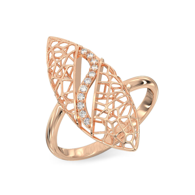 Anillo de Hoja de Ficus de oro rosa