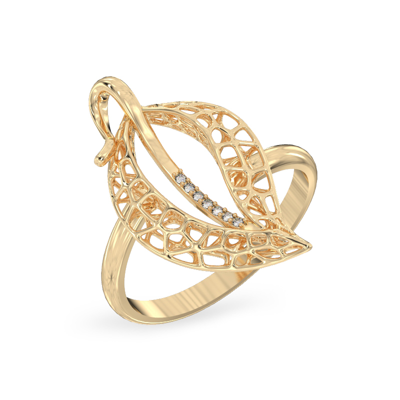 Anillo de Hoja de Jazmin de oro amarillo