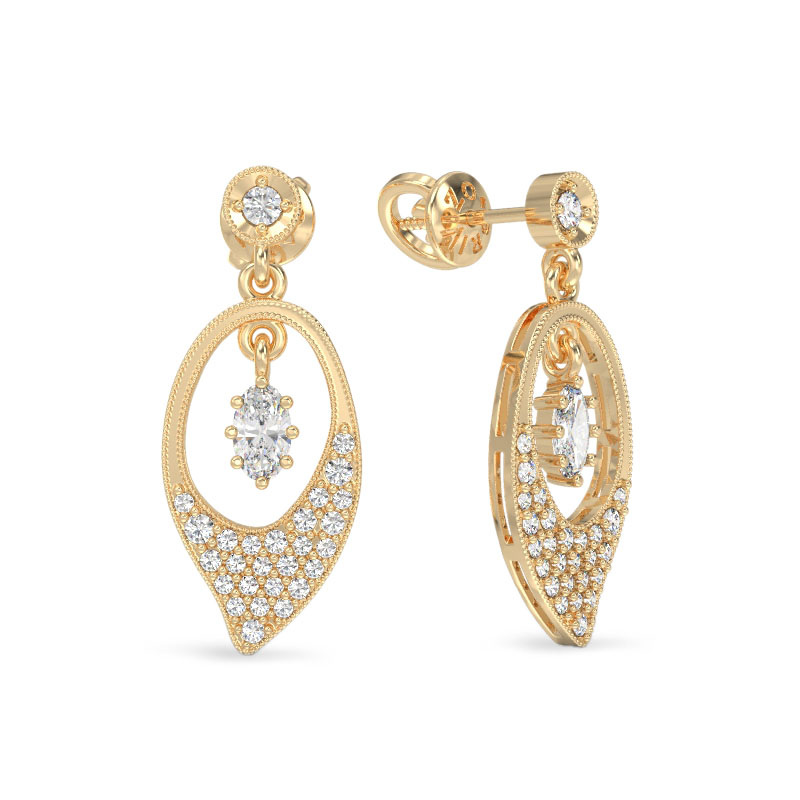 Pendientes de Pétalo de Orquídea de oro amarillo