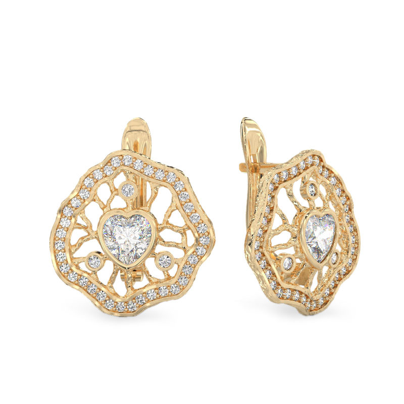 Pendientes de Petunia de oro amarillo