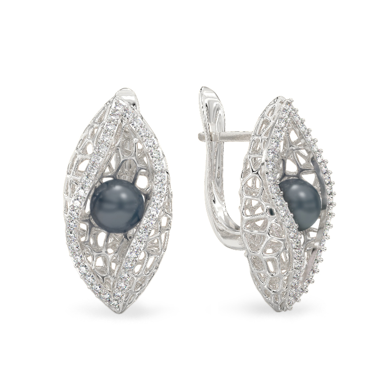 Pendientes de Caracola con Perla de oro blanco