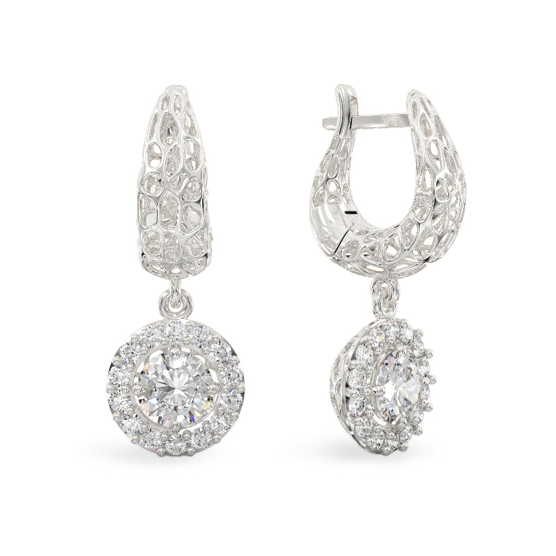 Pendientes de Coral Brillante de oro blanco