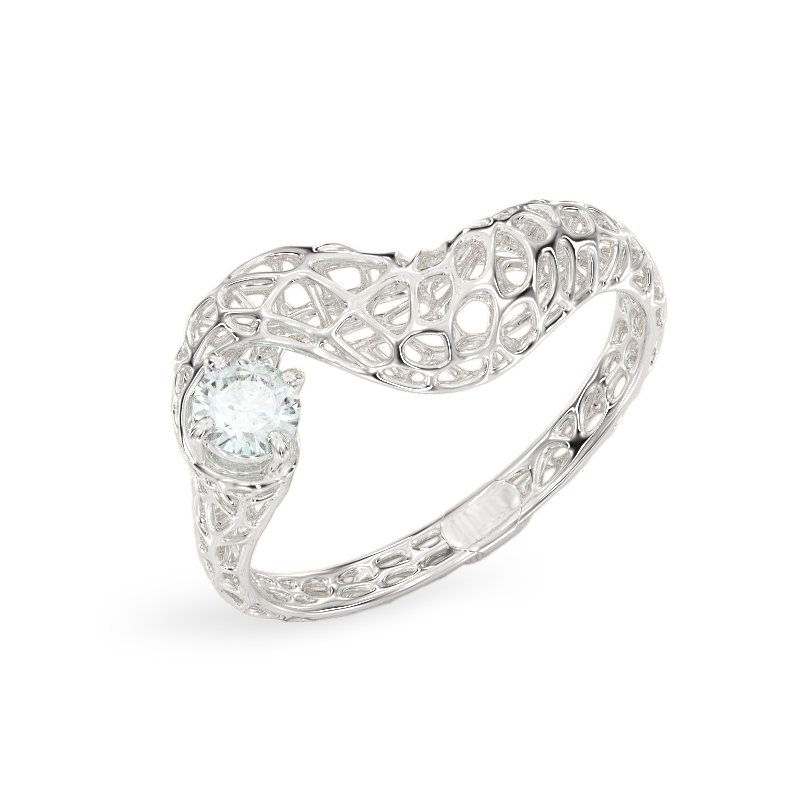 Anillo de Serpiente con piedra de oro blanco