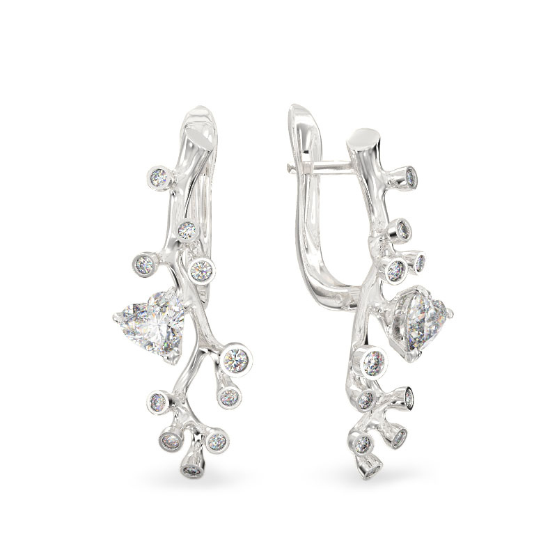 Pendientes de Rama de árbol de oro blanco