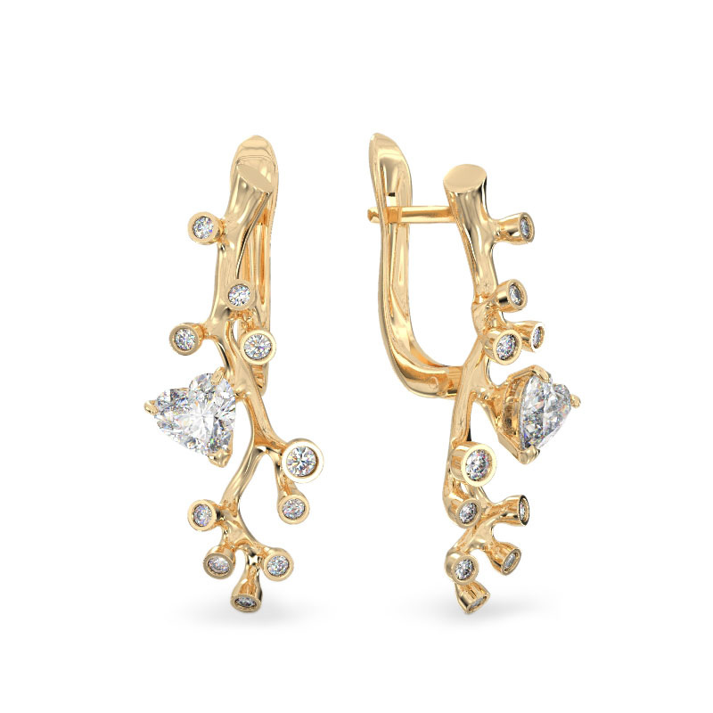 Pendientes de Rama de árbol de oro amarillo